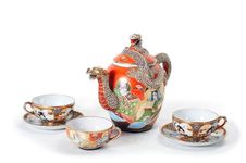 Red Teapot With Cups. Royalty Free Stock Photography Red Teapot With Cups. Royalty Free Stock Photography