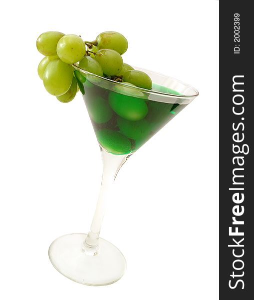 Green cocktail with grapes isolated