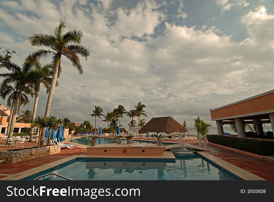 Omni pool area in Puerto Aventuras, Mexico. Omni pool area in Puerto Aventuras, Mexico