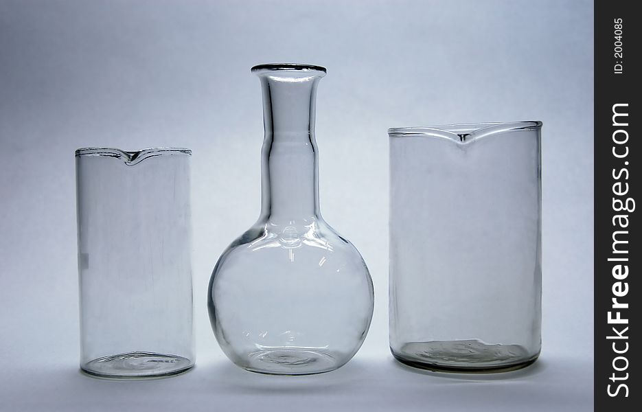 Chemical glass. Flasks and cups
