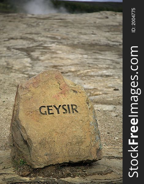 Geysir sign for the world famous geysir Iceland