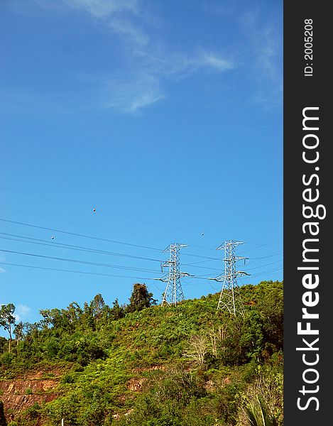 Electricity transmitter on top of mountain