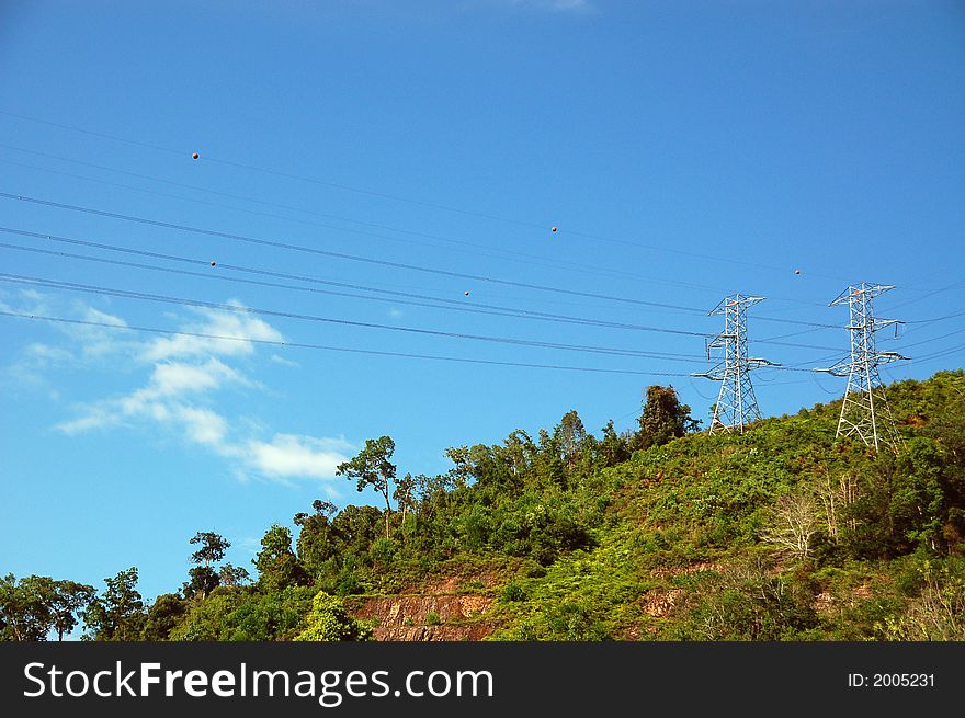 Electricity transmitter on top of mountain