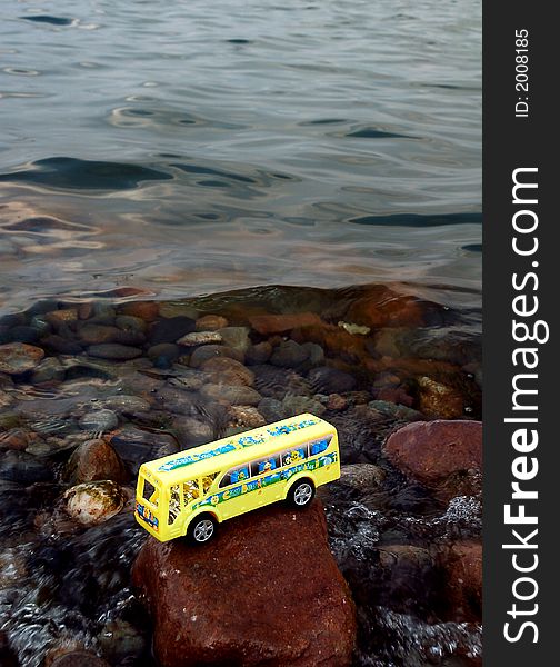 School Bus In Water