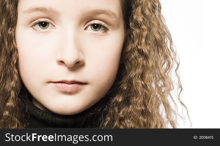 A child model in the studio. A child model in the studio