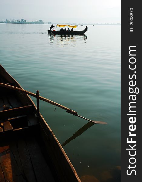 Boat in a lake in Sichuan,west of China. Boat in a lake in Sichuan,west of China