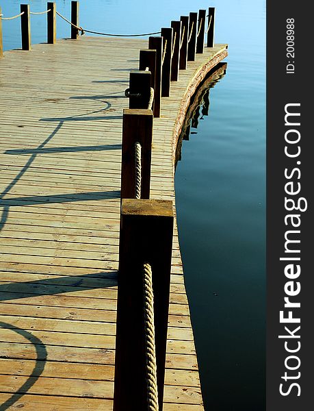 Wood baluster by a lake in Sichuan,west of China