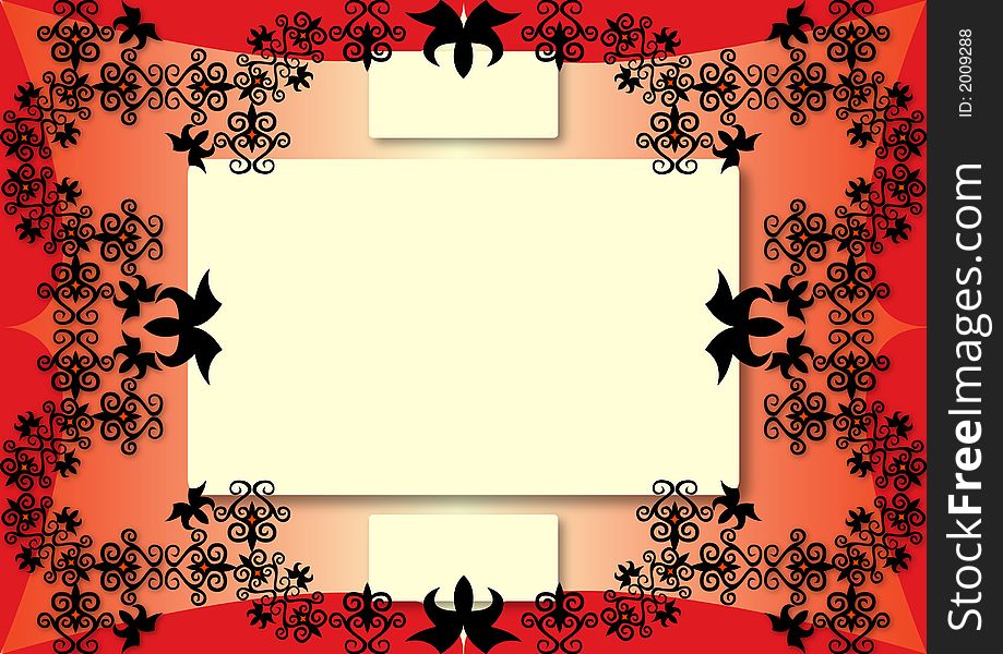 Red frame pattern ornament, postcard. Red frame pattern ornament, postcard