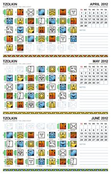 Mayan Calendar, April-June 2012 (American) Stock Image Mayan Calendar, April-June 2012 (American) Stock Image