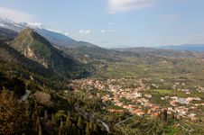 Mystras Castle, And Taygetus Mountain Royalty Free Stock Photos Mystras Castle, And Taygetus Mountain Royalty Free Stock Photos