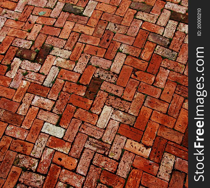 Patio floor with lattice worked bricks. Patio floor with lattice worked bricks