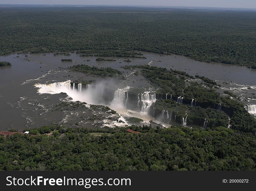 View Iguazu falls from helicopters.