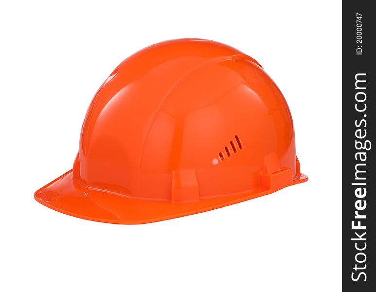 Orange builder safety hard hat with clipping path included. Orange builder safety hard hat with clipping path included