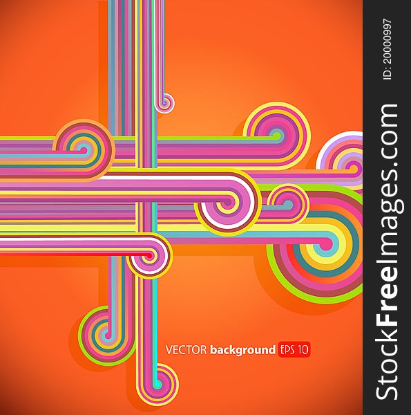 Abstract lines with orange background. Vector art