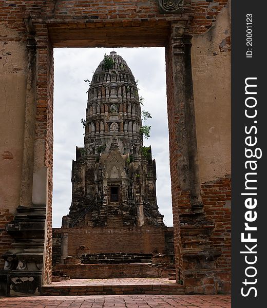 Ancient ruinous temple on frame in Ayutthaya Thailand. Ancient ruinous temple on frame in Ayutthaya Thailand