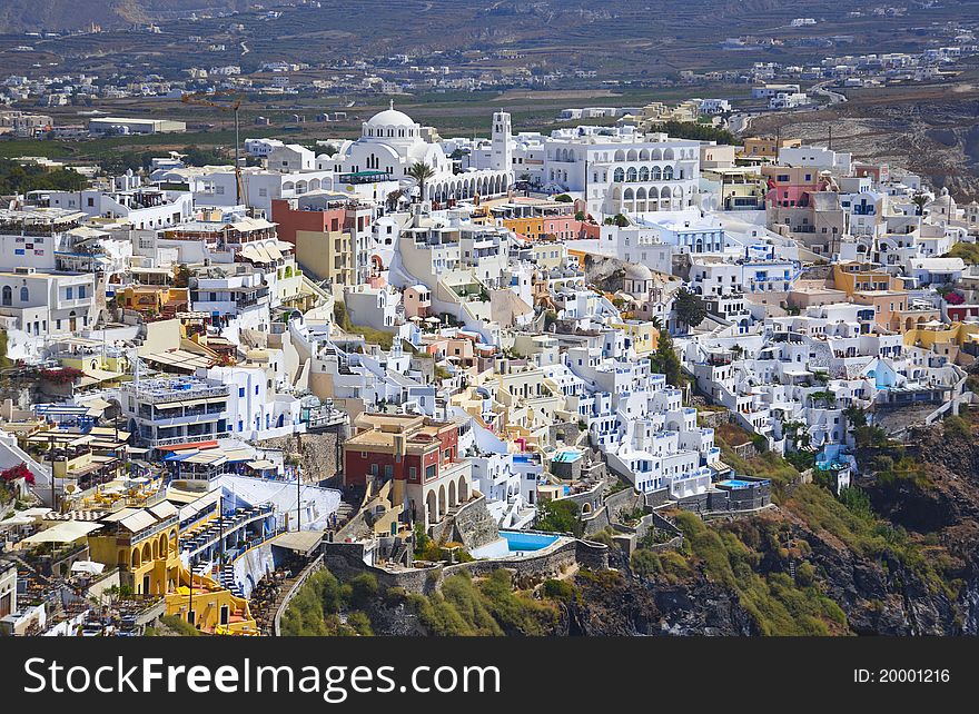 Santorini View (Thira) - vacation background. Santorini View (Thira) - vacation background