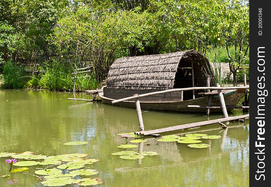 Punt in local pond, countryside of Thailand. Punt in local pond, countryside of Thailand