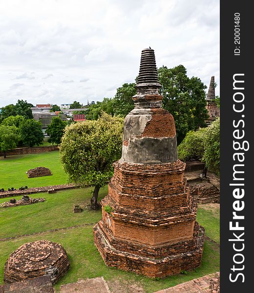 Ancient ruinous pagoda at temple in Ayutthaya Thailand. Ancient ruinous pagoda at temple in Ayutthaya Thailand