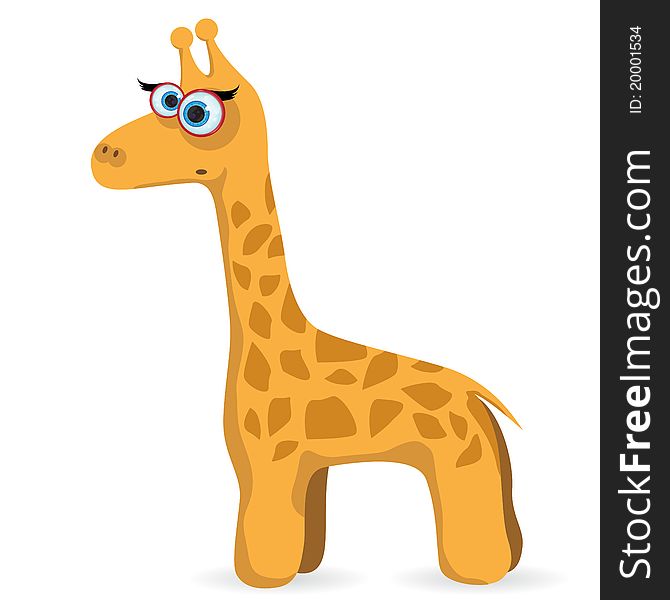 Illustration, of a cartoon giraffe with greater eye