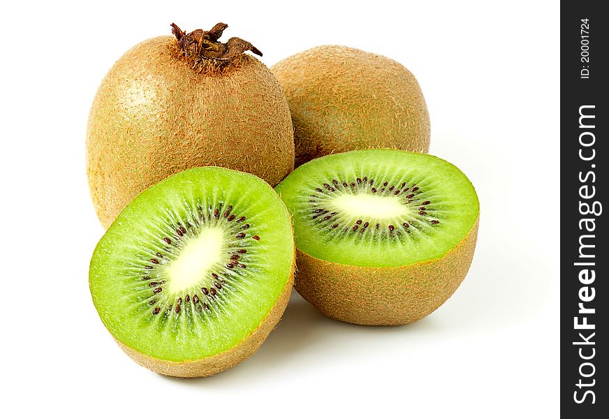 Ripe kiwi fruit isolated on a white background