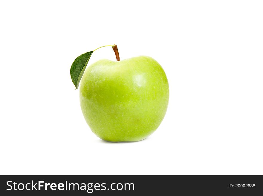 Green apple fruits isolated over white
