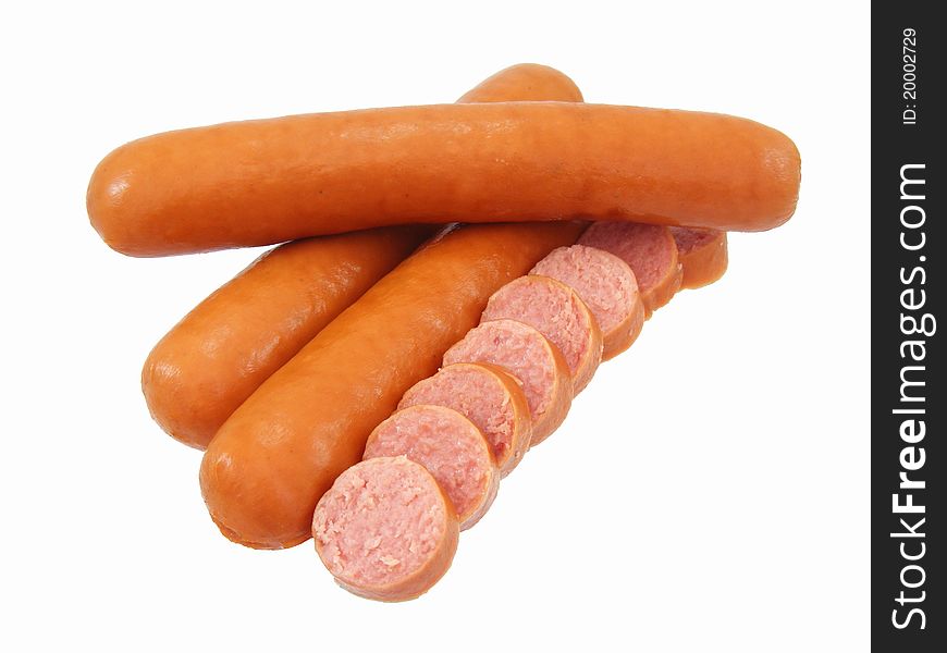 Hot Dog sausages on white background