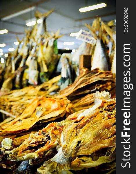 Dried fish being sold at wet market