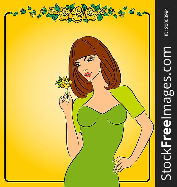 Beautiful girl with flower.illustration for a design