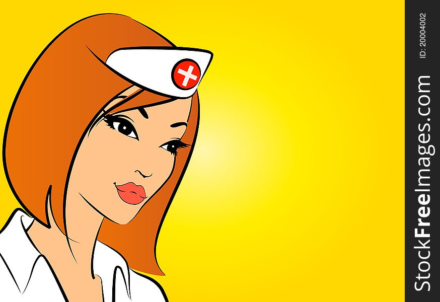 Beautiful nurse,illustration for a design