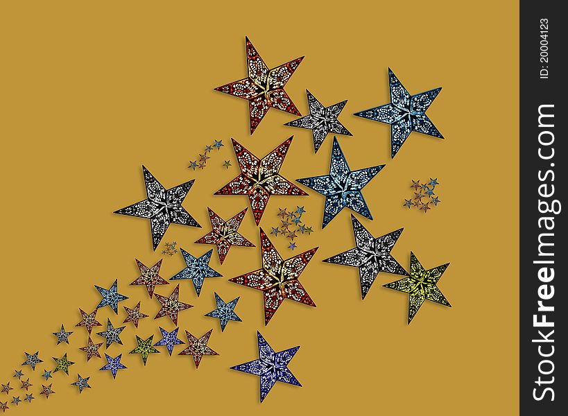 illustration with multicolor handmade stars. illustration with multicolor handmade stars