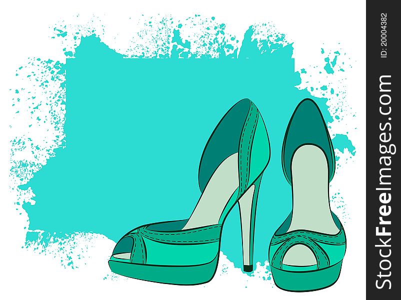 Beautiful pair of shoes with high heel,illustration for a design