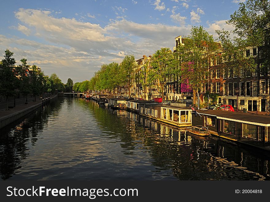 Spring sunny evening in the center of Amsterdam Holland. Spring sunny evening in the center of Amsterdam Holland