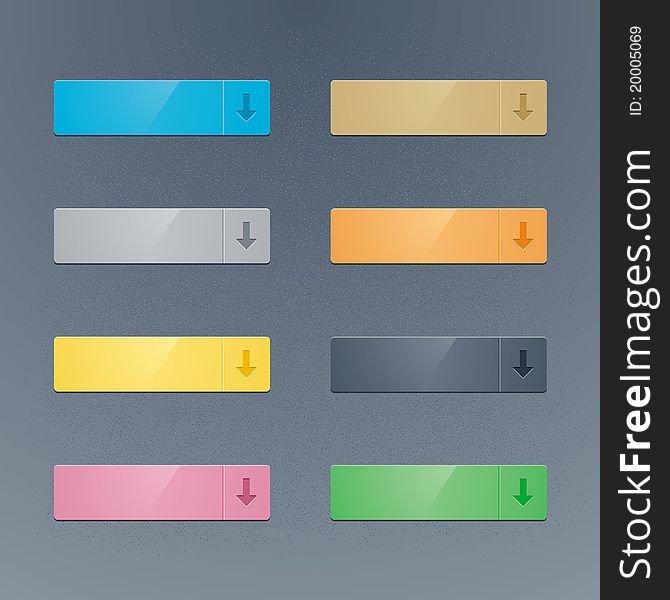 Glossy web buttons in 8 colors. Glossy web buttons in 8 colors