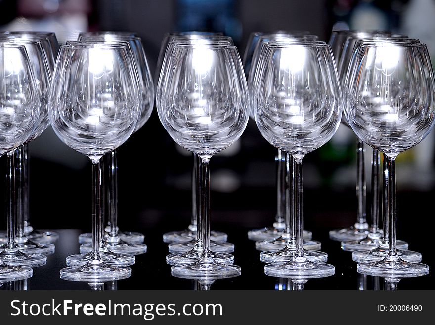 Closeup empty wine glass