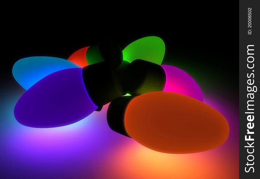 Multicoloured and glowing neon lamps in a dark atmosphere. Multicoloured and glowing neon lamps in a dark atmosphere.