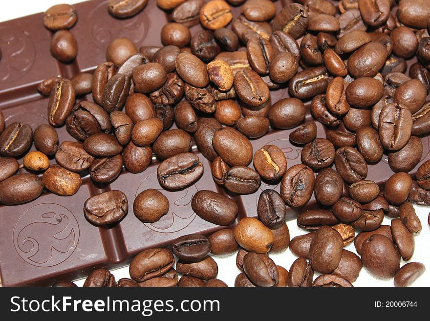 Chocolate and coffee beans