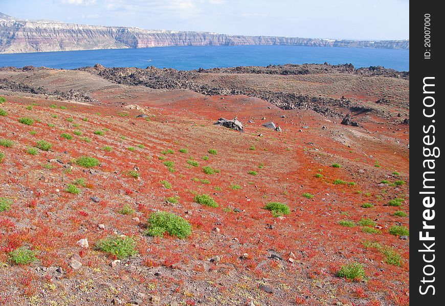 Thirasia Island Volcano In Santorini