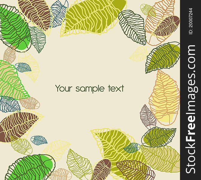 Abstract light background with green hand drawn leafs. Abstract light background with green hand drawn leafs