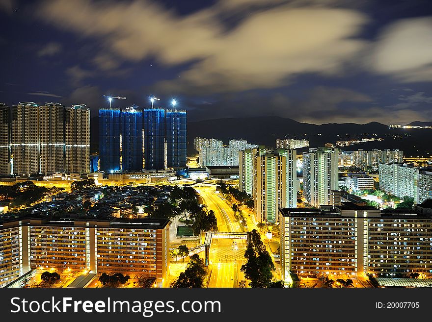 Public Housing of Hong Kong at night. Public Housing of Hong Kong at night