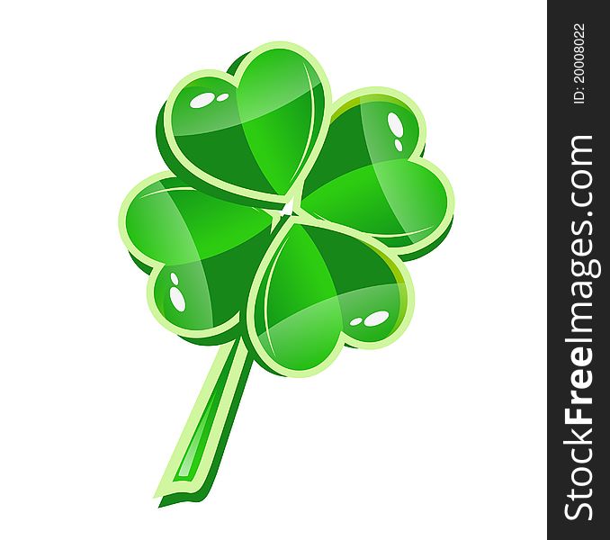 Green icon. Glass clover. Green icon. Glass clover