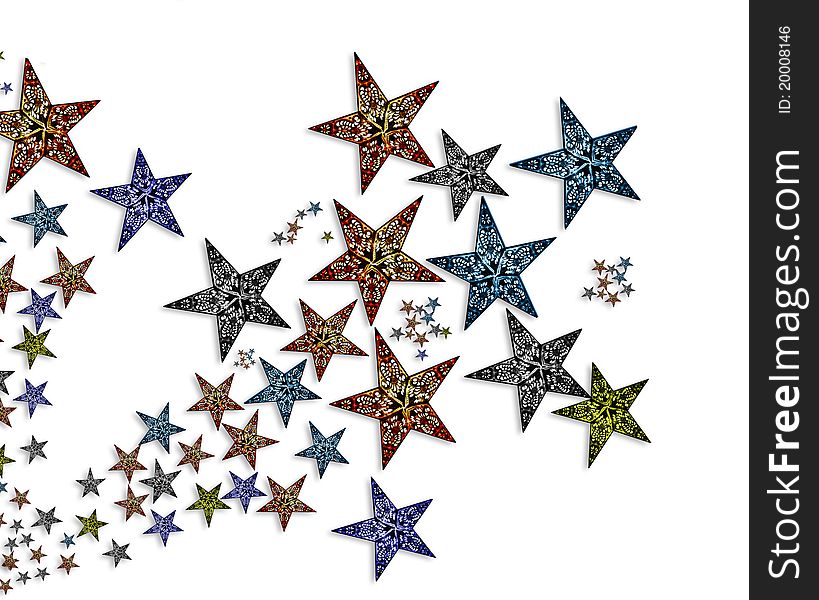 Illustration with multicolor handmade stars. Illustration with multicolor handmade stars