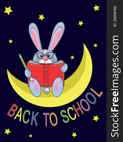 Rabbit on the moon with lettersBack to school