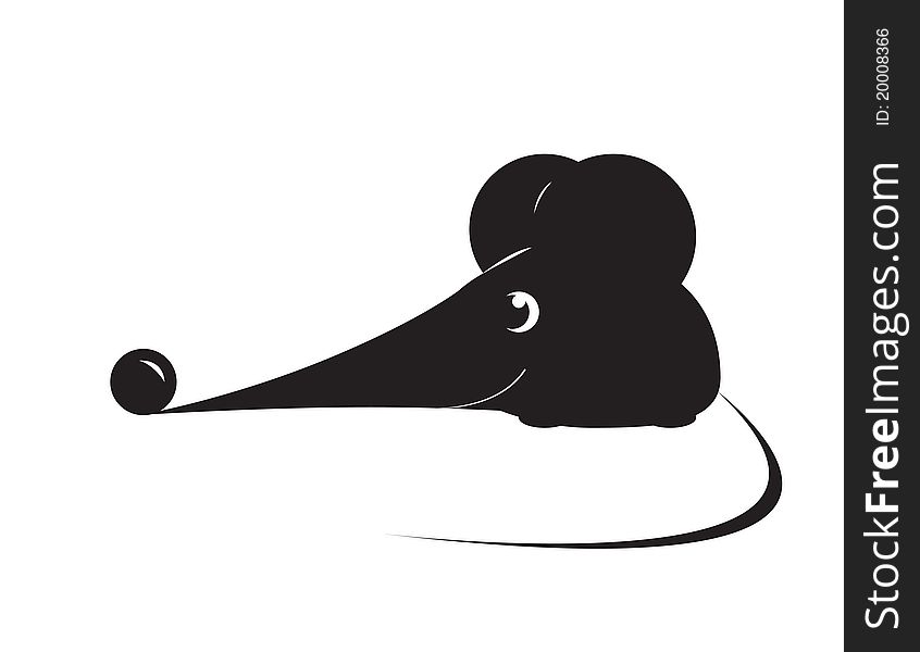 Silhouette of small black mouse