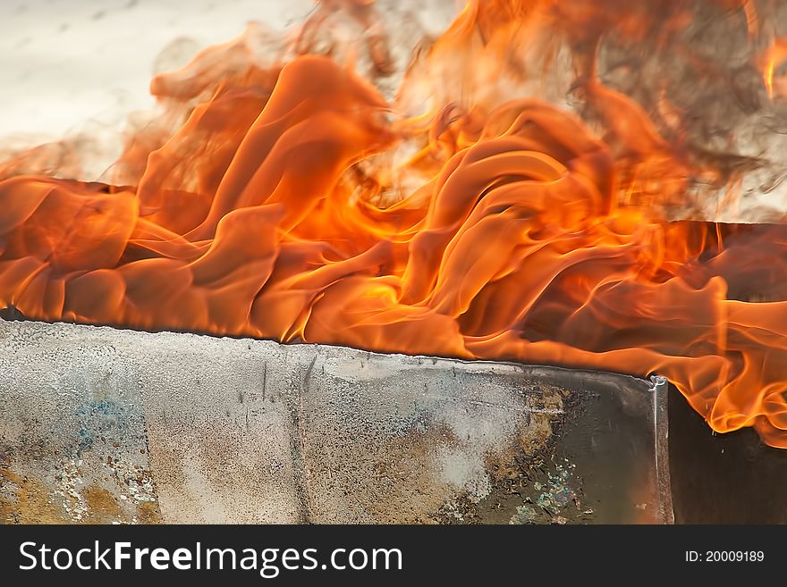 Close up of a Hot Fire Flame Burning Used as a Texture Background