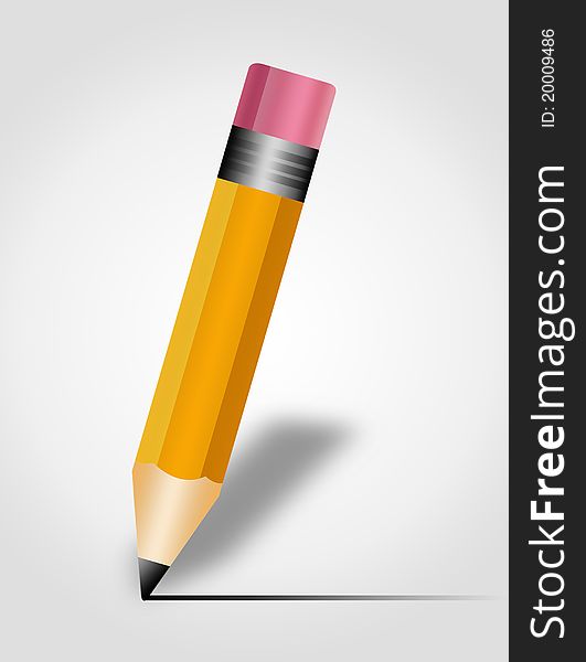 Orange and yellow pencil over gray and white background. Orange and yellow pencil over gray and white background