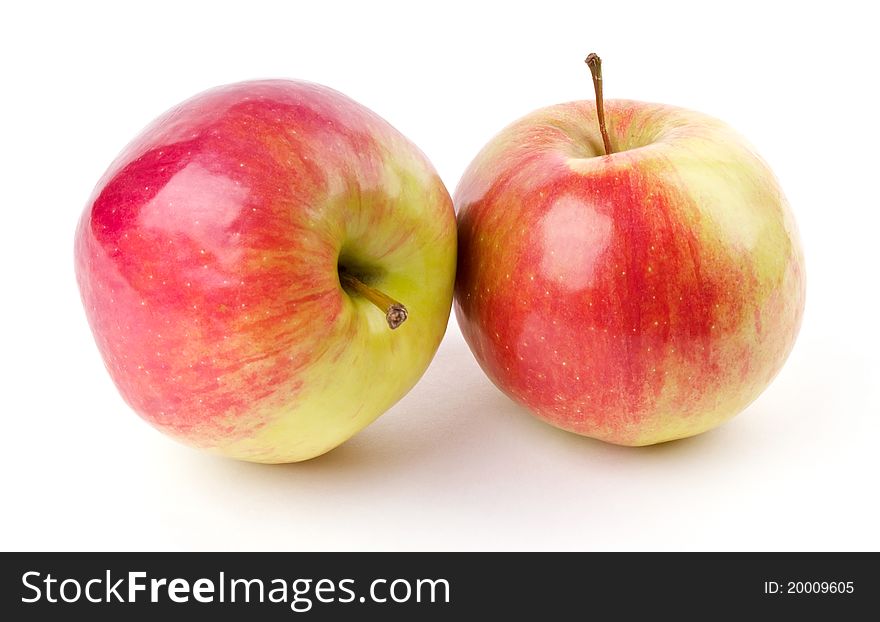 Two juicy apples isolated on white background