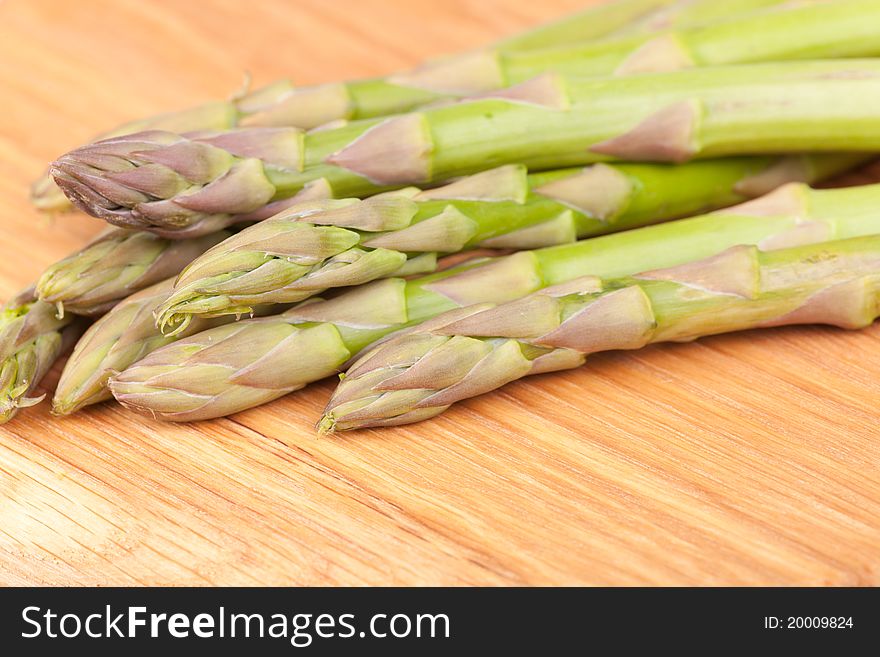 Asparagus on the wooden board