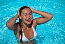 Woman In A Swimming Pool Stock Photo