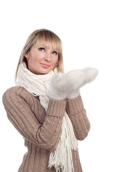 Young Woman In Sweater Wollen Mitten Sweater Royalty Free Stock Photo Young Woman In Sweater Wollen Mitten Sweater Royalty Free Stock Photo