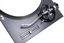 Isolated Turntable With White Vinyl Record Royalty Free Stock Photography Isolated Turntable With White Vinyl Record Royalty Free Stock Photography